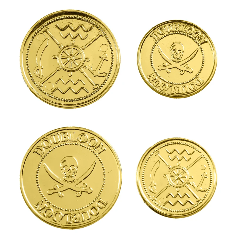 12 Goldmünzen Piratenschatz Set für Kinder
