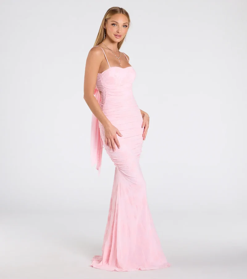 Jaymie Tie-Back Floral Velvet Mermaid Formal Dress