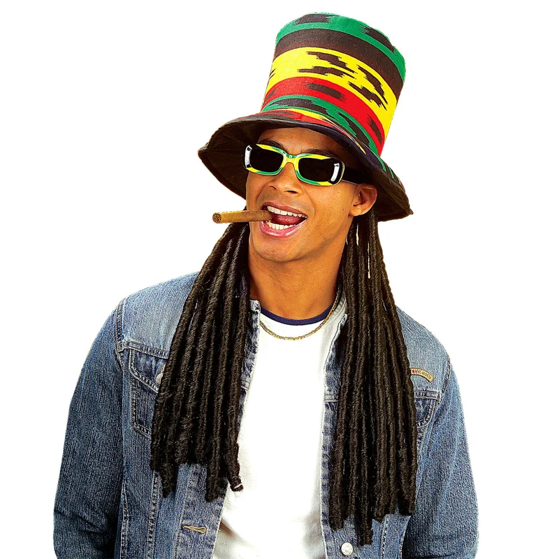 Bunter Bobby Rasta Zylinder mit Dreadlocks
