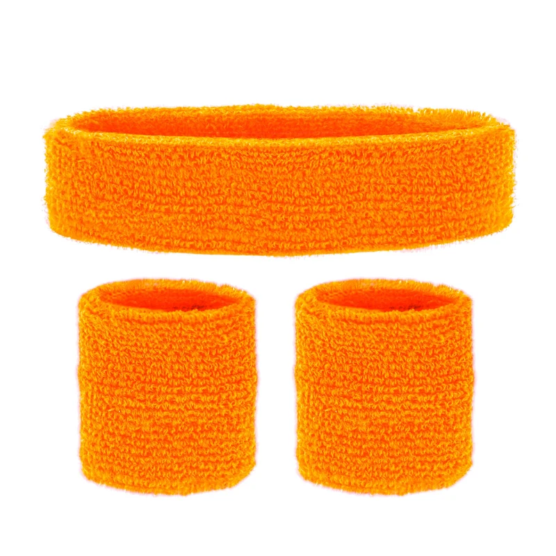 Neonoranges Set Schweißbänder und Stirnband