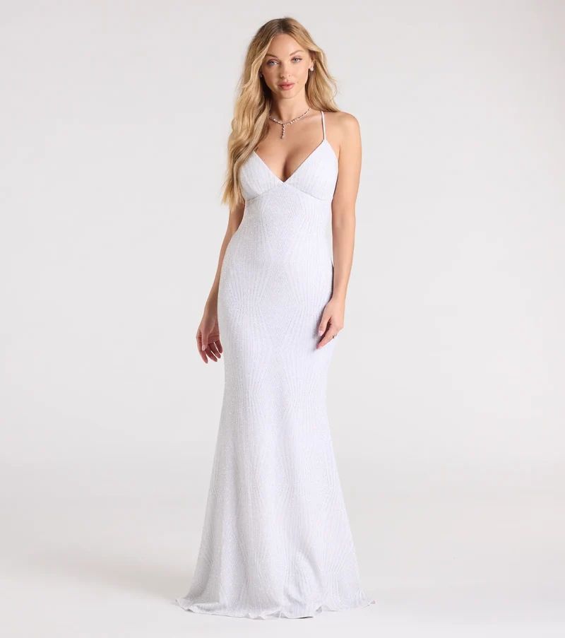 Carina Lace-Up Mermaid Glitter Formal Dress