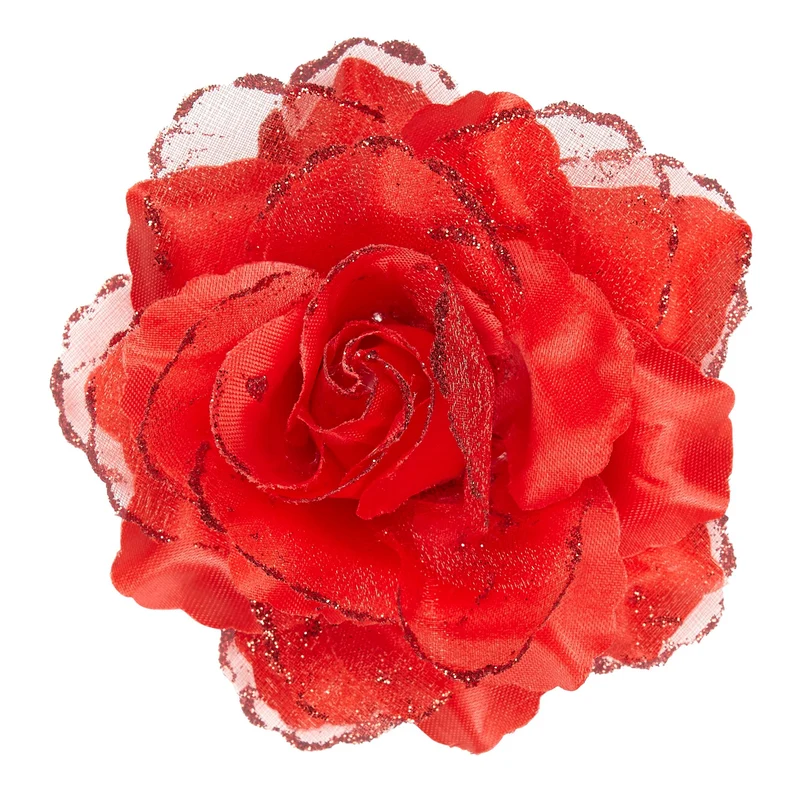 1 Rote Glitzer Rosen Haarspange
