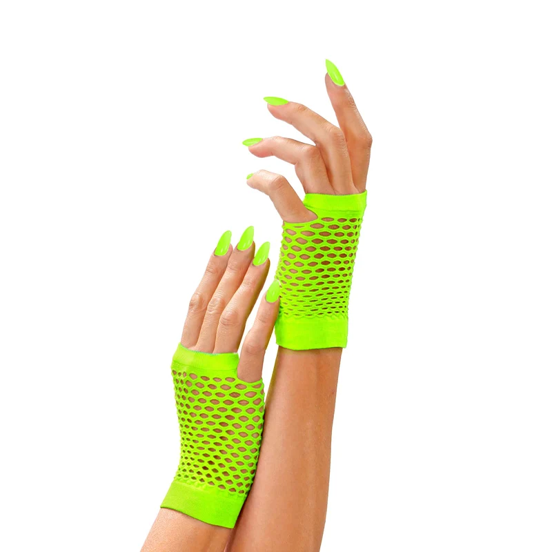 Netzhandschuhe fingerlos neon-grün