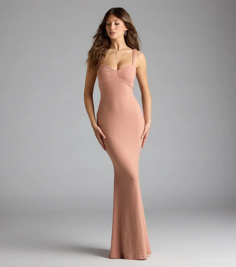 Halie Open Back Mermaid Glitter Formal Dress