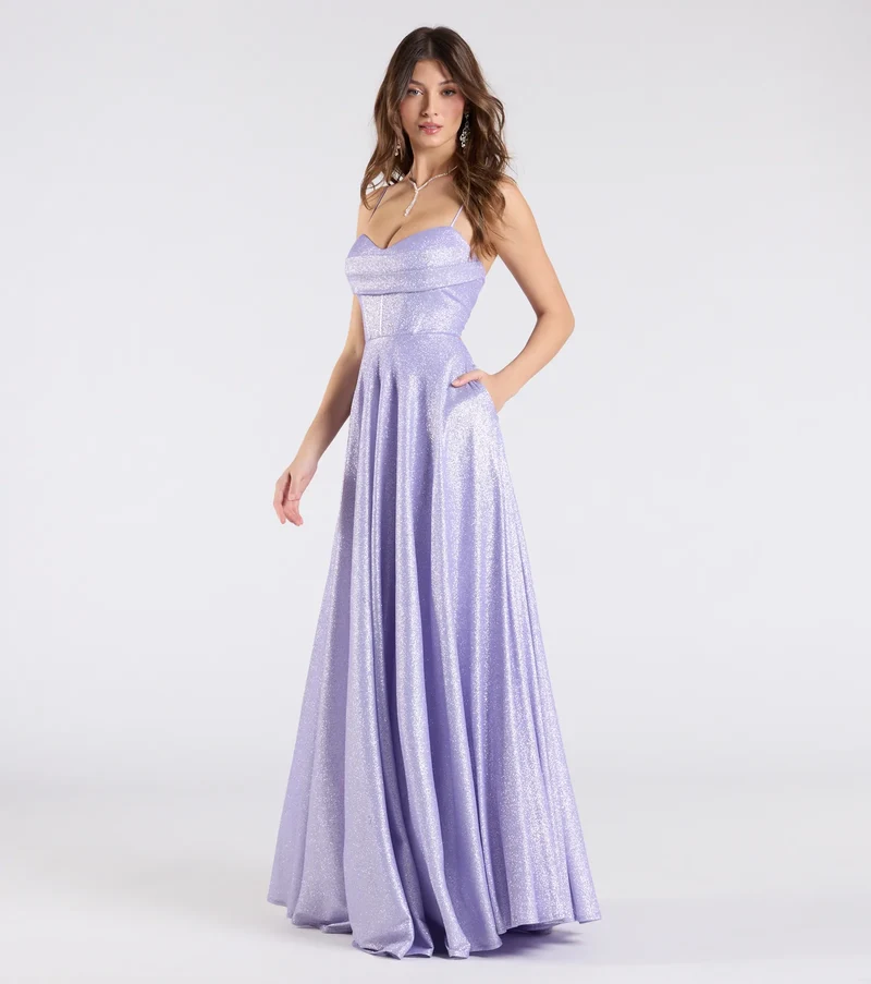 Hattie Glitter Corset Lace-Up Ball Gown