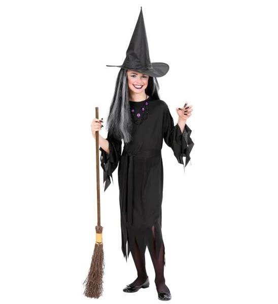 Hexenkostüm Kinder Fetzen Schwarz Halloween