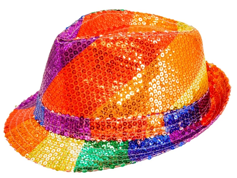 Pailletten Fedora Regenbogen Muster