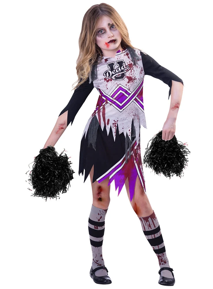 Zombie Purple Cheerleader Kinderkostüm