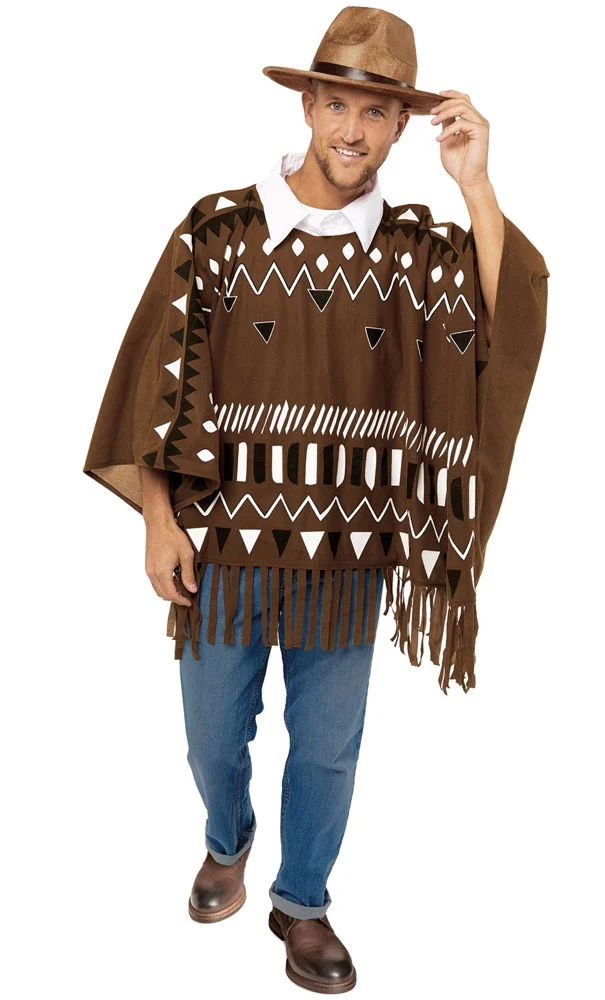 Mexikaner Poncho Kostüm für Herren braun