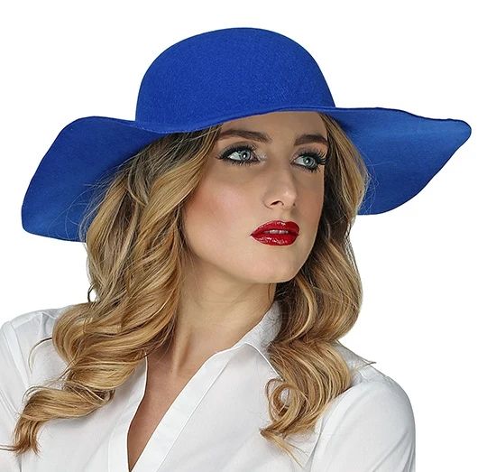 70er Jahre Schlapphut blau für Damen