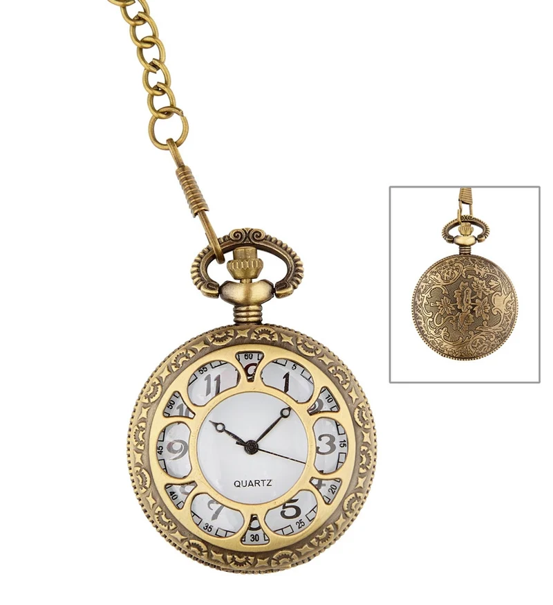 Taschenuhr an Kette mechanisch gold