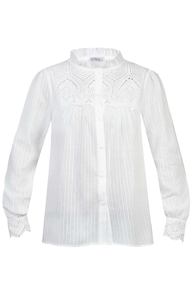 Langärmlige Trachten-Bluse mit Stehkragen