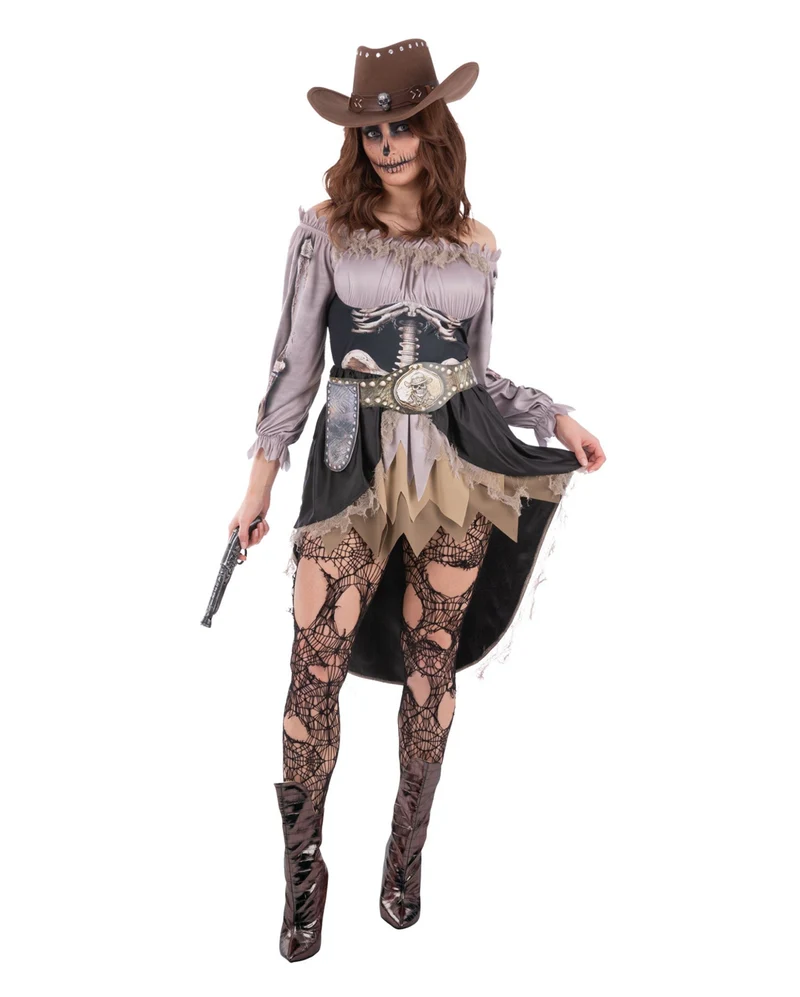 Skelett Saloon Girl Damen Kostüm