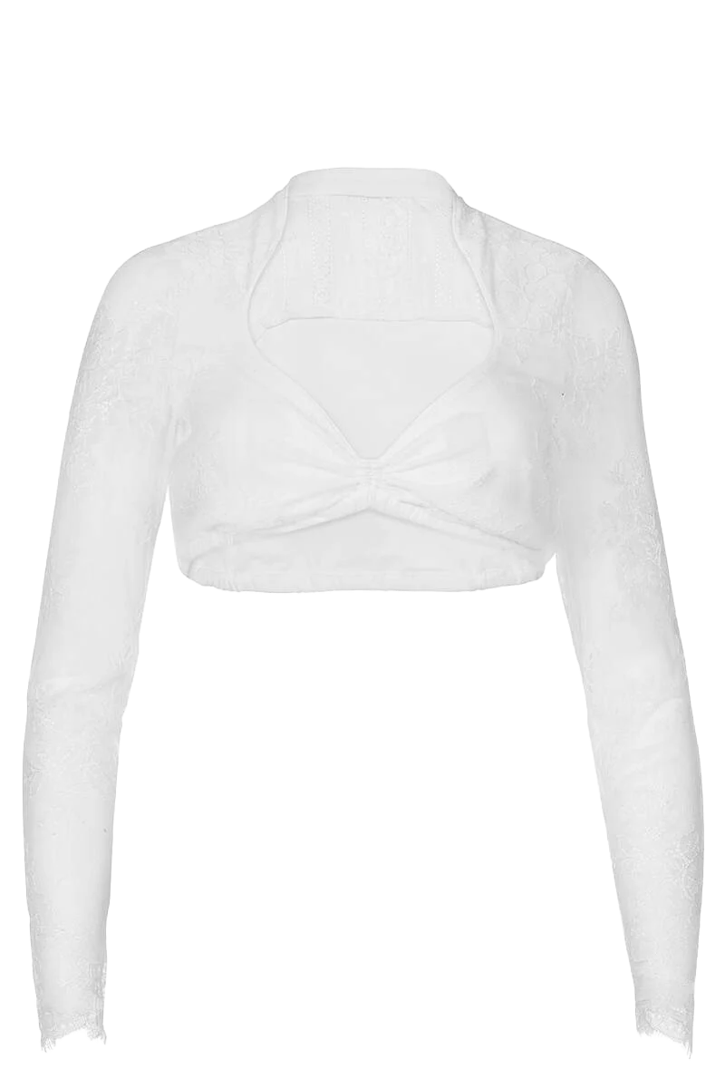 Dirndlbluse mit Stehkragen und Herz-Ausschnitt langarm