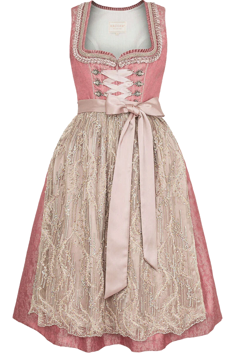 Midi-Dirndl mit Spitzenschürze
