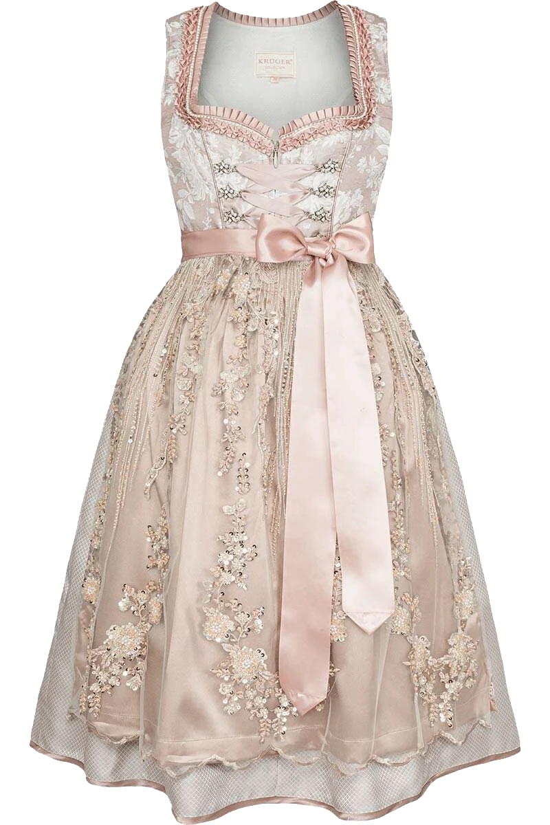Midi-Dirndl mit Spitzenschürze