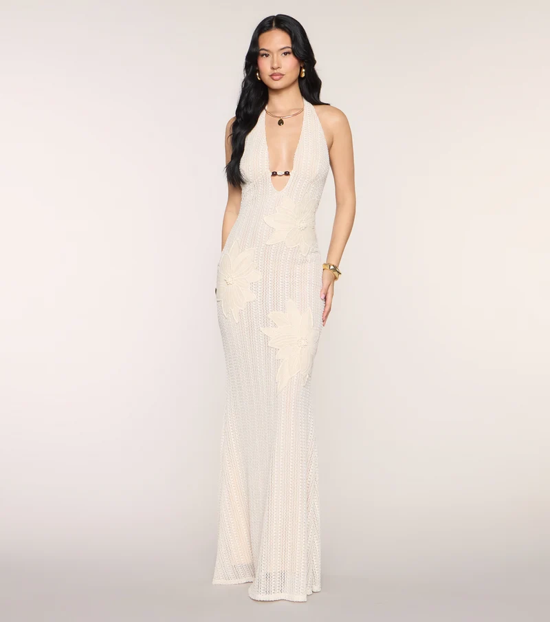 Melissa Crochet Floral Formal Dress