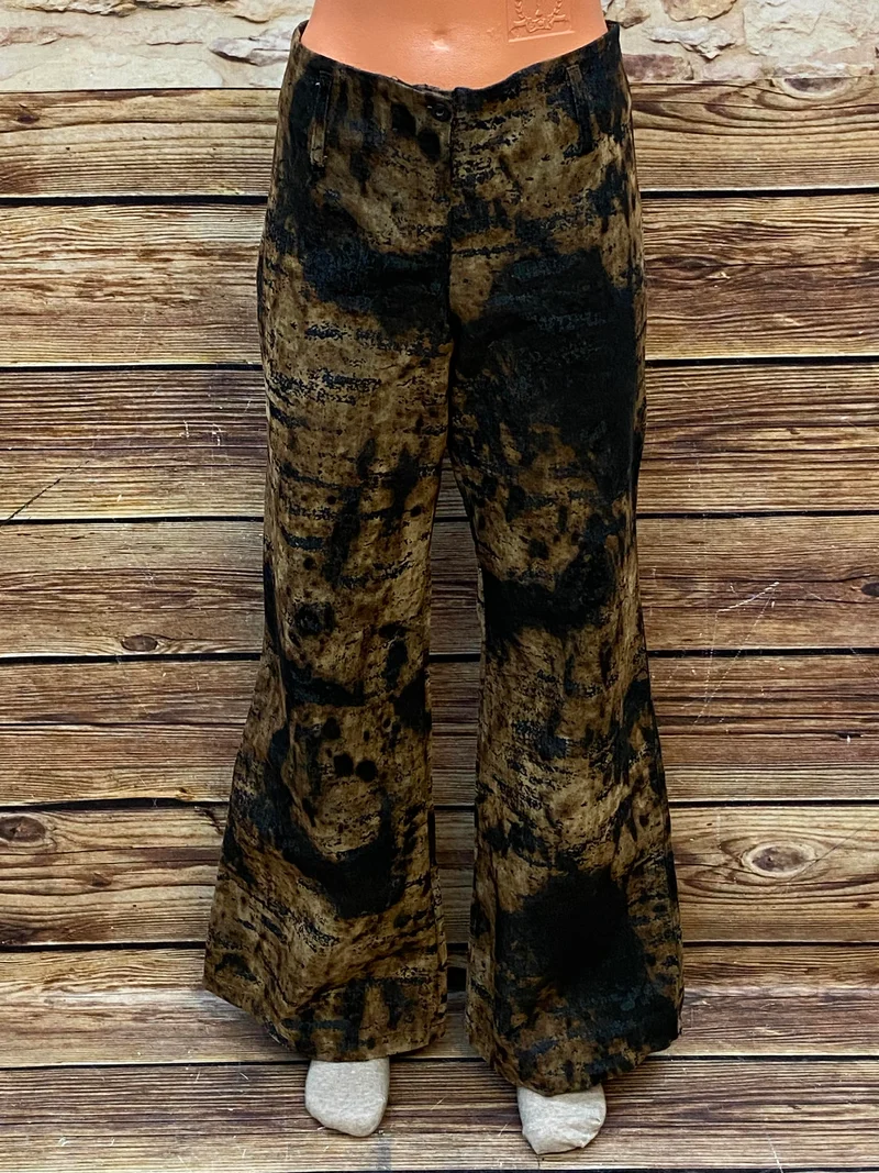 Vintage 70er Schlaghose Damen Gr. 42 – Retro Musterhose im Boho Stil