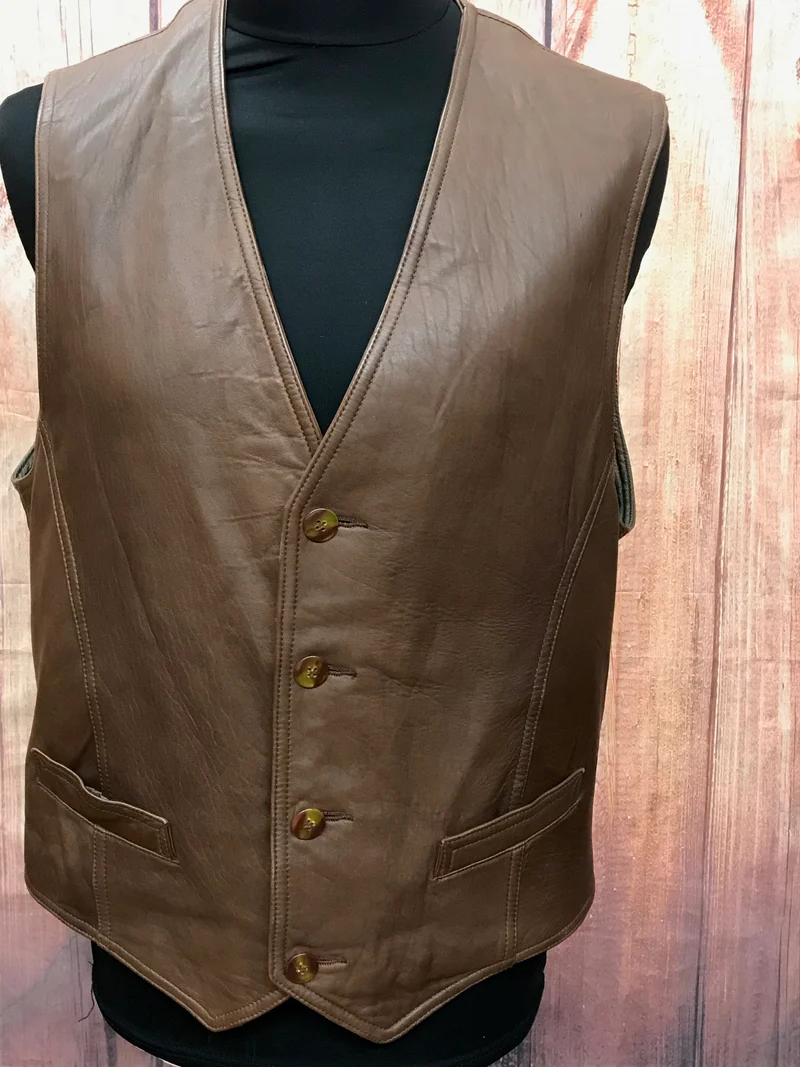 Herren Lederweste, braun, Vintage