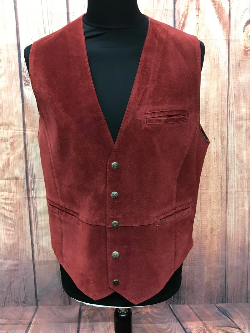 Herren Lederweste, Wildlederweste Vintage weinrot