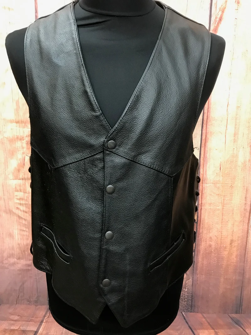 Herren Lederweste Vintage schwarz