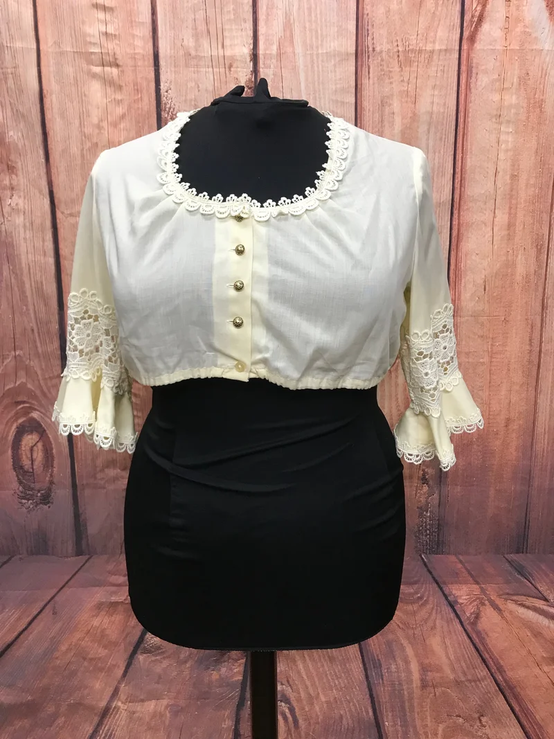 Vintage Dirndlbluse beige - 1970er Jahre, Gr.48