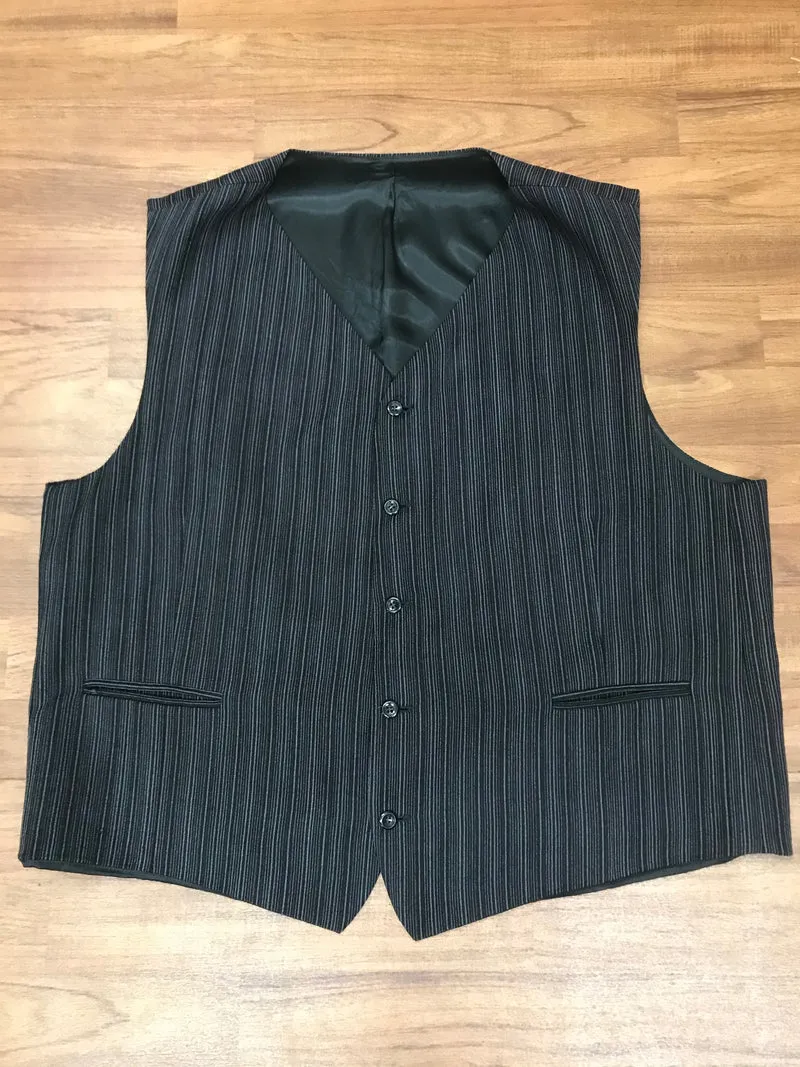 Vintage Herren-Weste Größe 62 – Gestreift in Schwarz & Grau im 20er-Jahre Stil