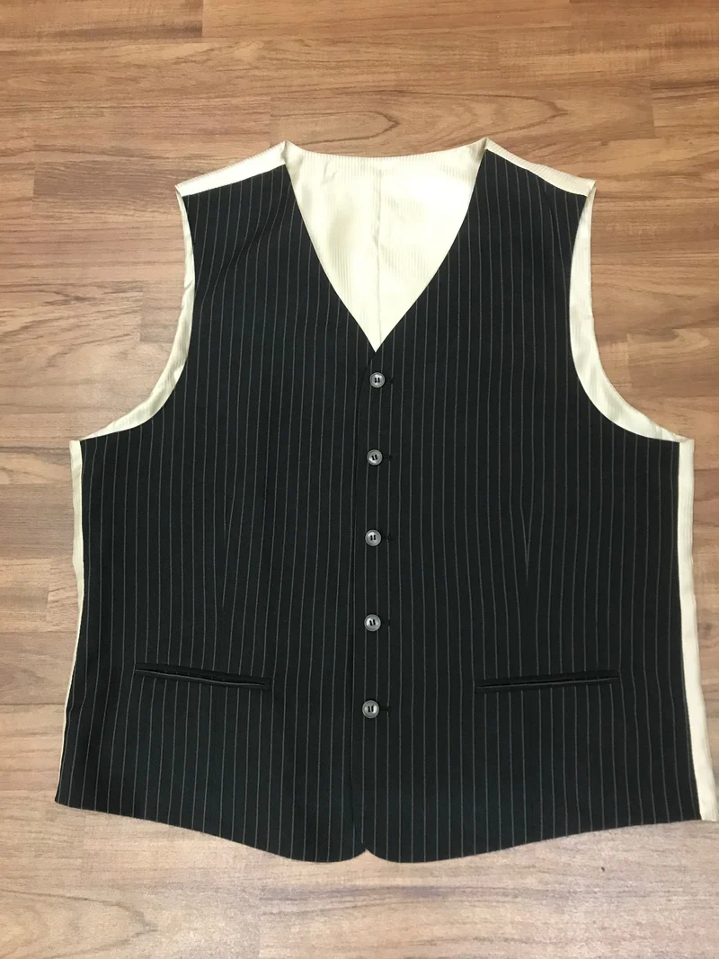 Vintage Herren-Weste Größe 58 – Dunkelbraun gestreift im 20er Jahre Look