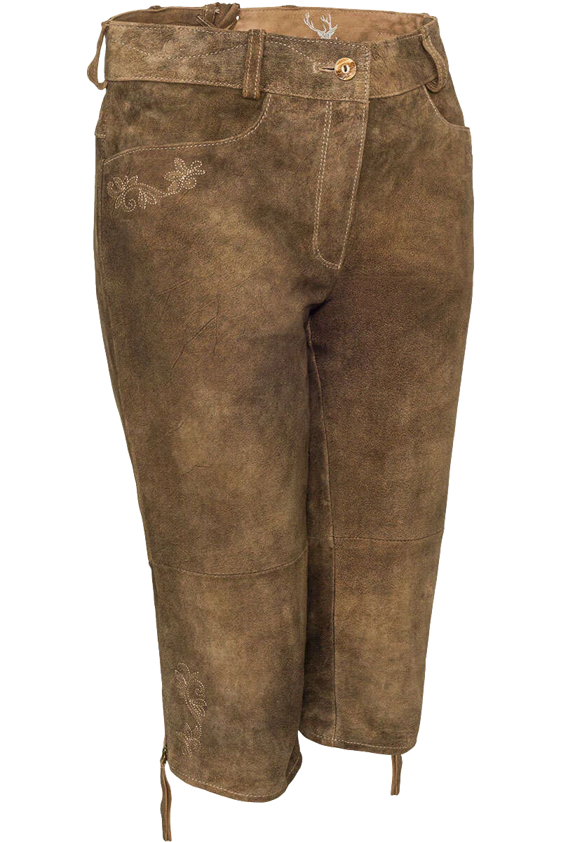 Damen Trachten Leder-Kniebundhose in 3/4-Länge