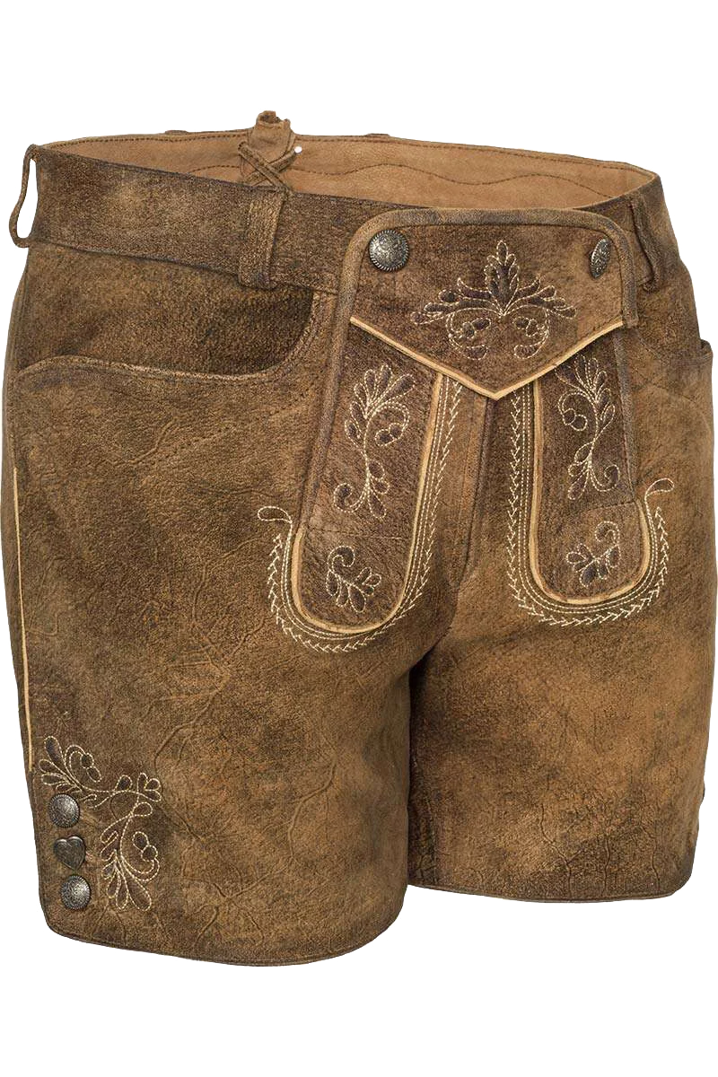 Kurze Damen-Lederhose Short mandelbraun
