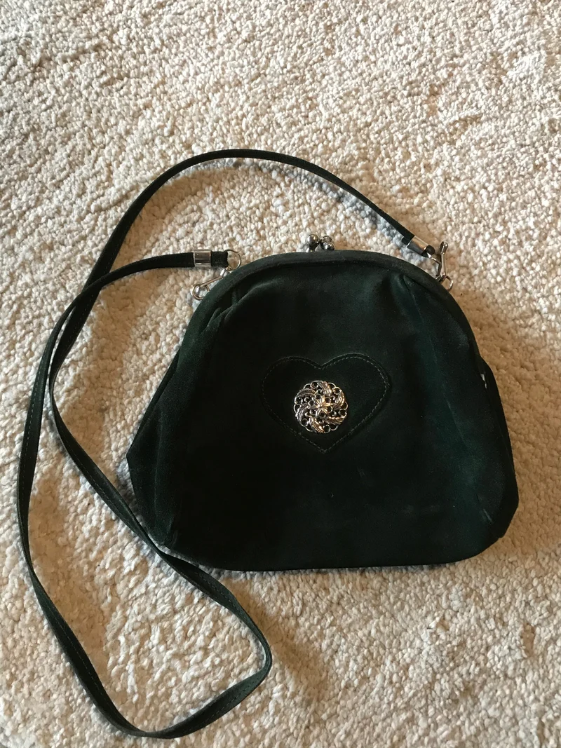 Vintage Trachtentasche dunkelgrün -Wildleder