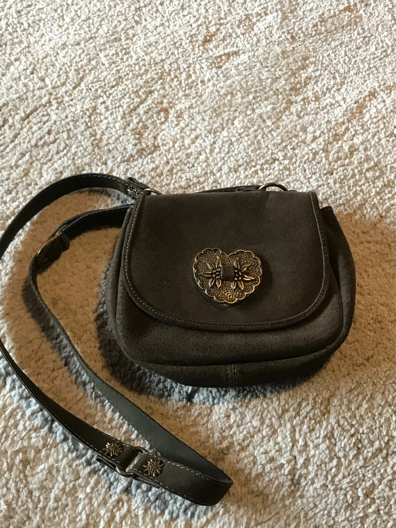 Vintage Trachten Handtasche braun - Wildleder