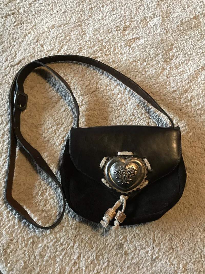 Vintage Trachtentasche braun - Ziegenveloursleder