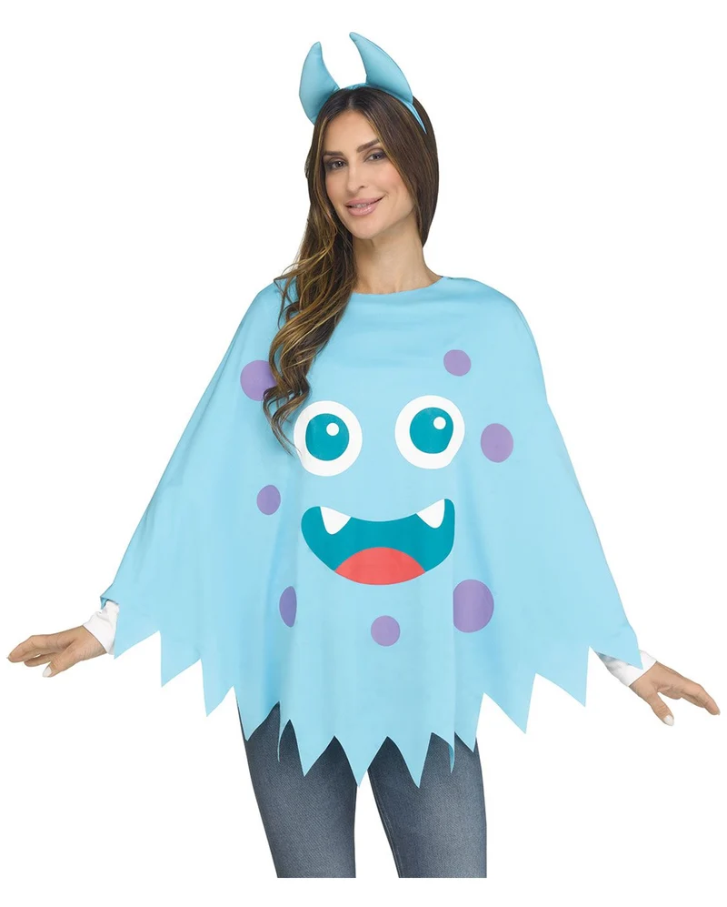 Monster Kostüm Poncho Blau