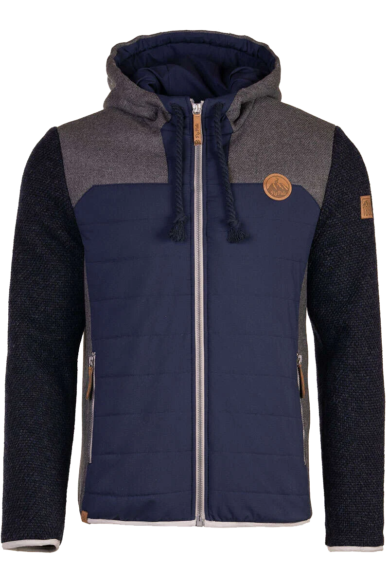 Herren Steppjacke mit Strick und Kapuze dunkelblau anthrazit