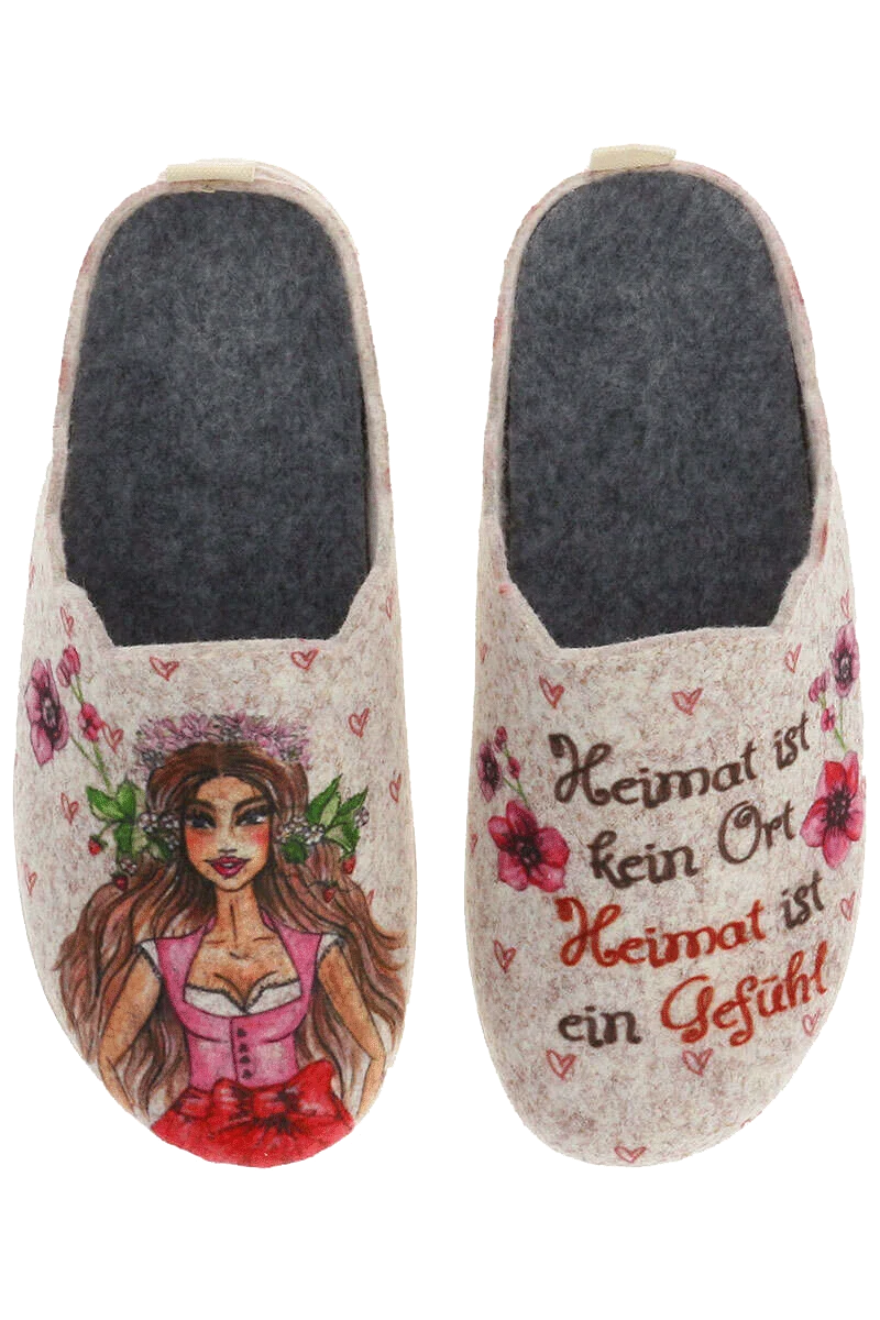 Damen Filzpantoffeln Hauschuhe Dirndl