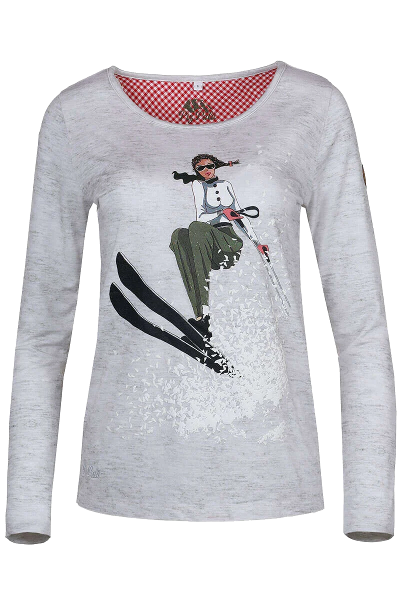 Damen Langarmshirt 'Alpine Skifahrerin'