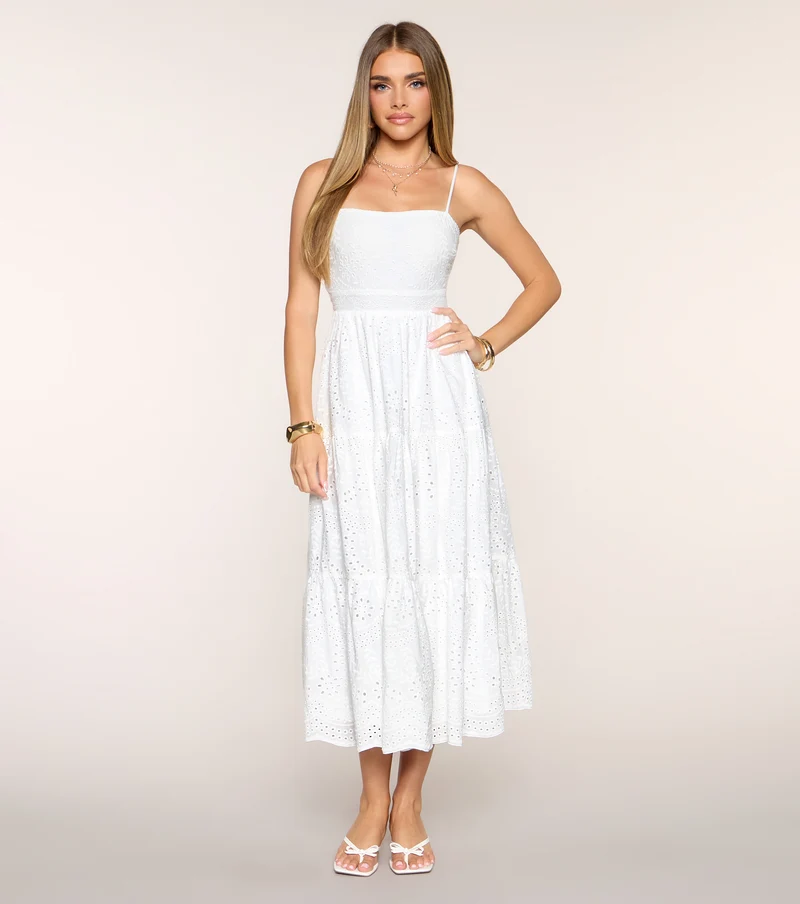 Barefoot In Bloom Eyelet Midi Dress