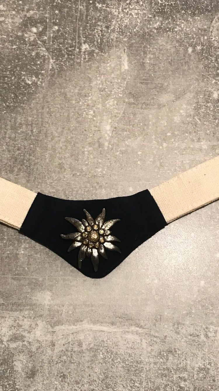 Traditionelles Trachten Kropfband mit Edelweiß-Emblem braun/beige