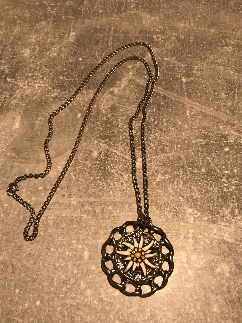 Vintage Trachtenkette silber - Edelweiß-Anhänger