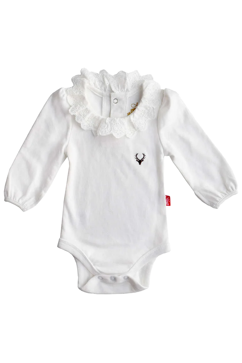 Mädchen Baby-Body langarm mit Spitzenkragen