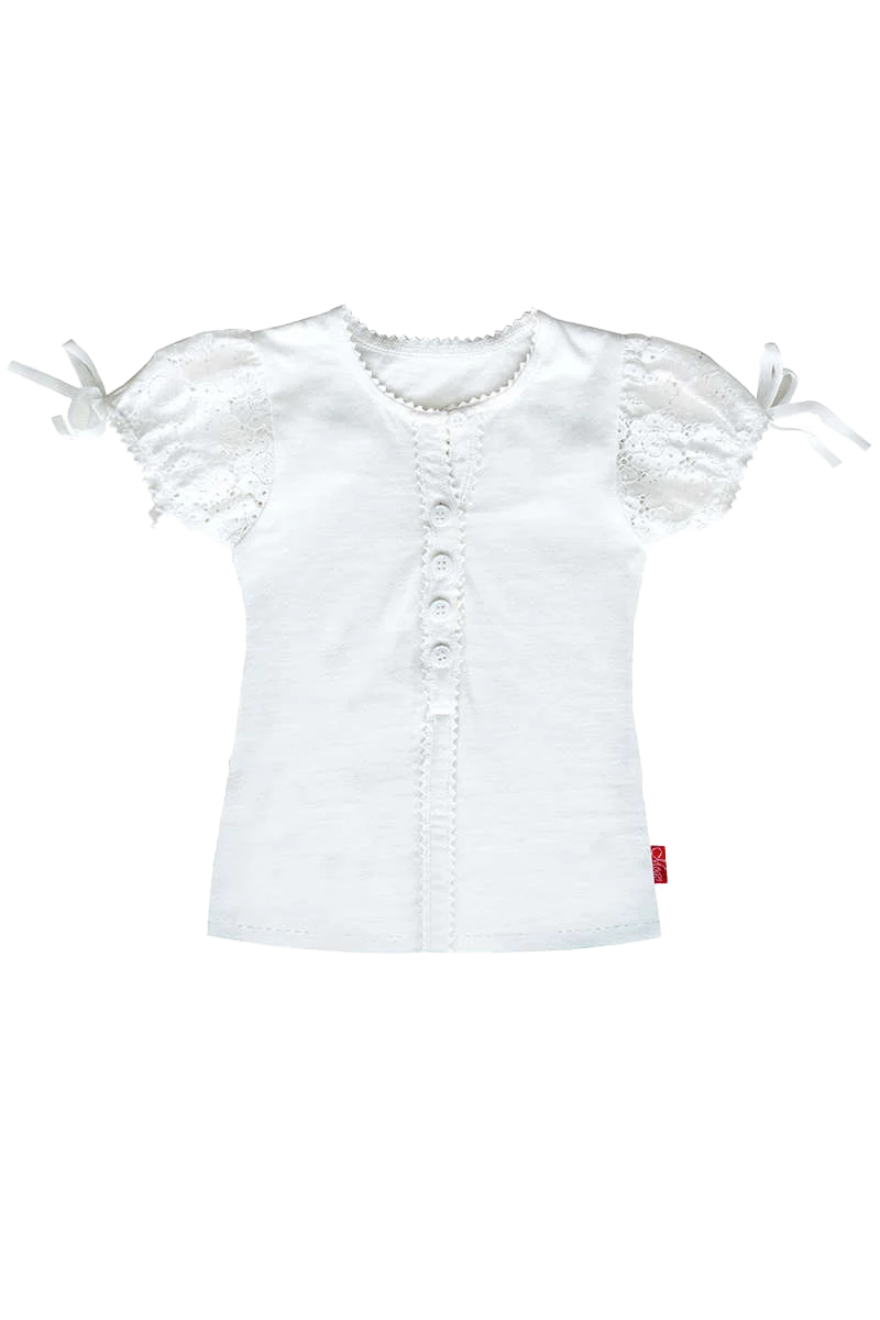 Mädchen Blusen-Shirt mit kurzen Puffärmeln