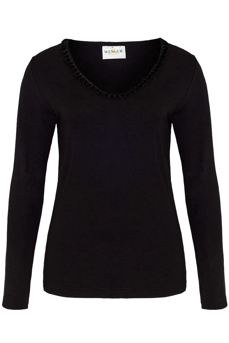 Damen Longshirt Stretch schwarz