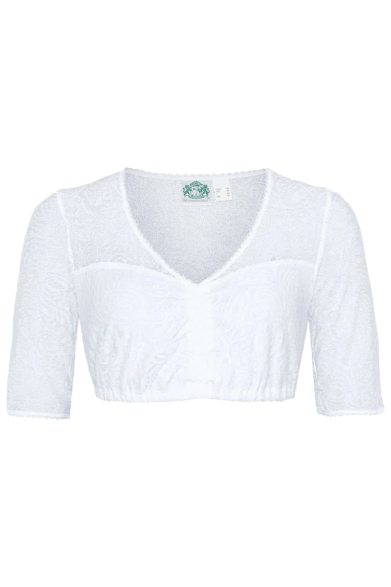 Spitzen-Dirndlbluse mit V-Ausschnitt