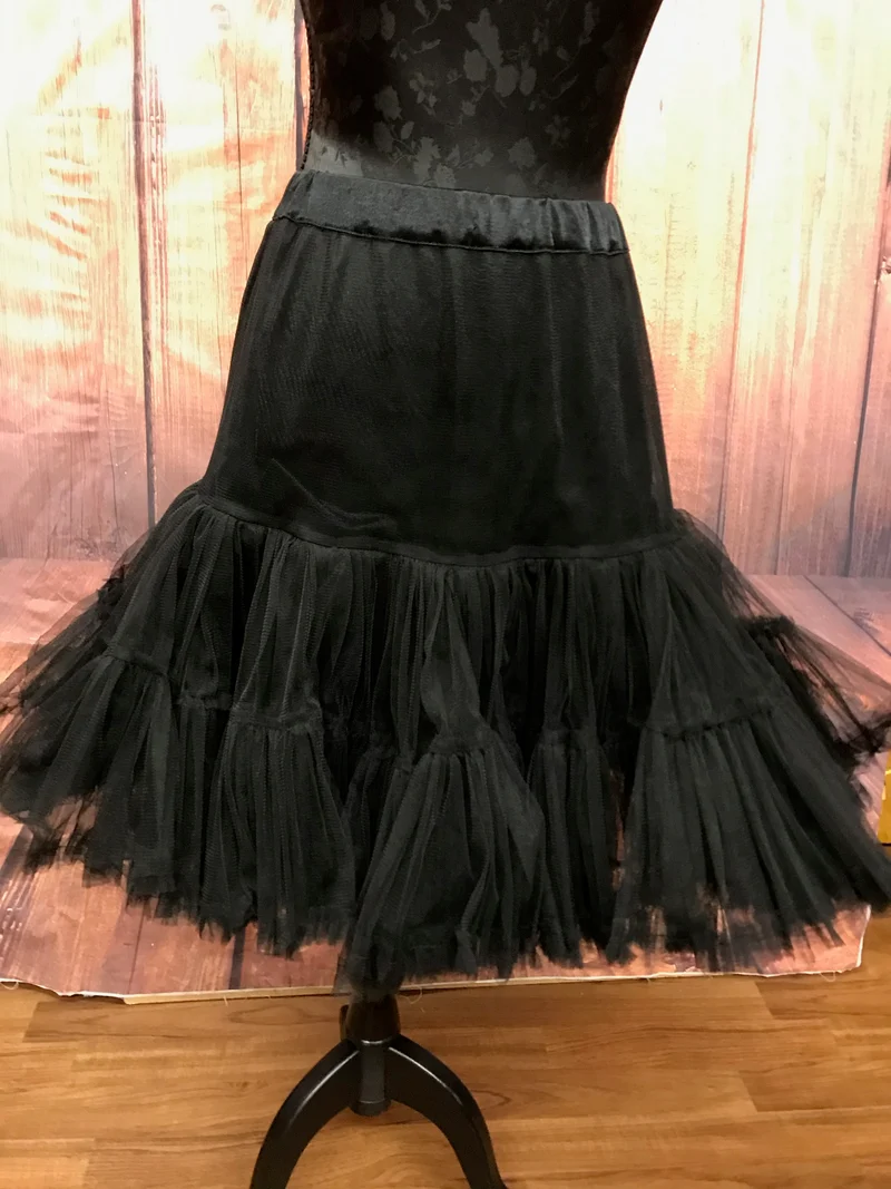 Petticoat schwarz 2-lagig Baumwolle 50er Jahre Rockabilly Gr. 38–42