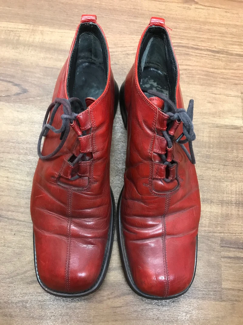 Rote Vintage Lederschuhe, Gr. 41 – 70er Jahre