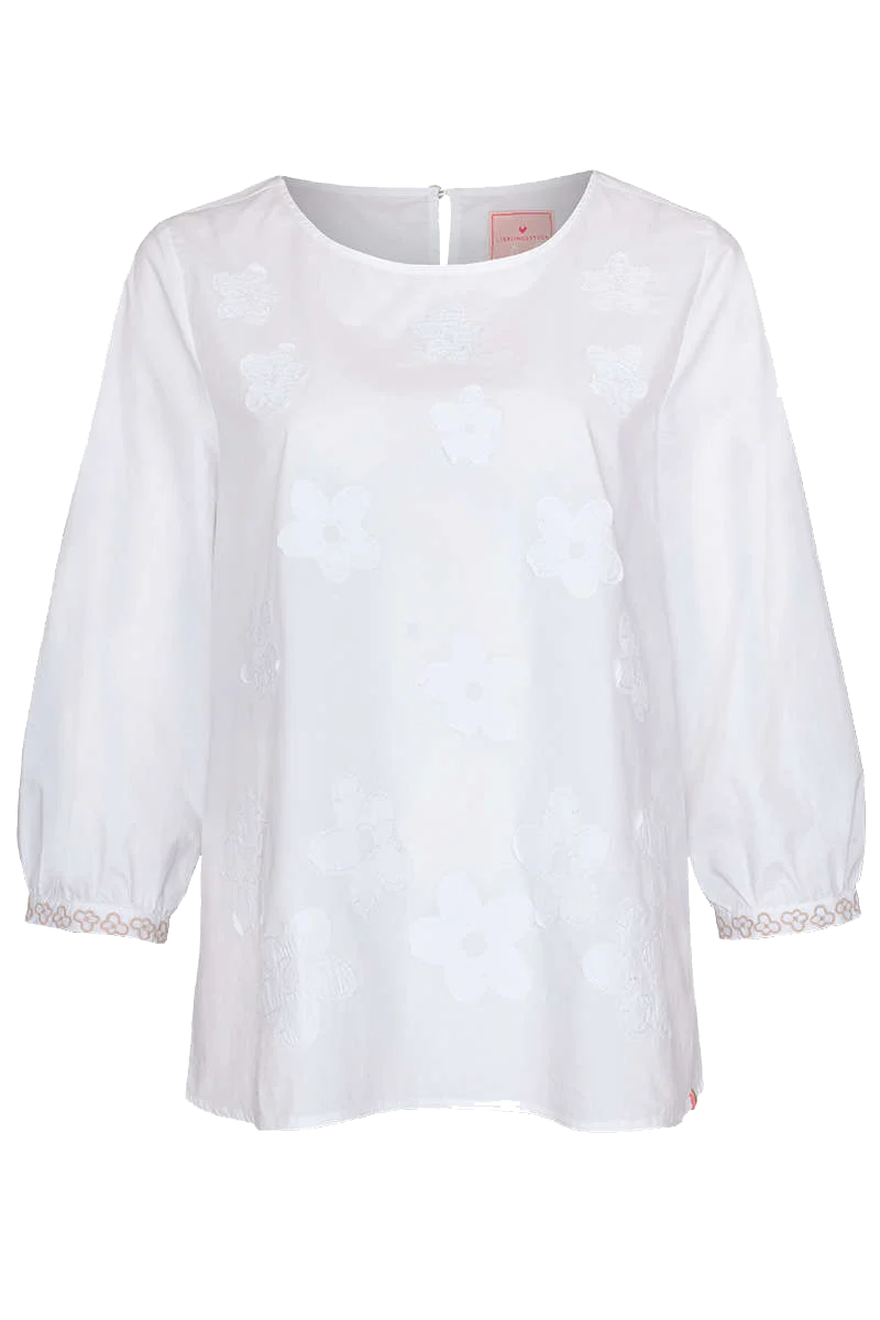 Damenbluse mit Blumenpatches 3/4- Arm