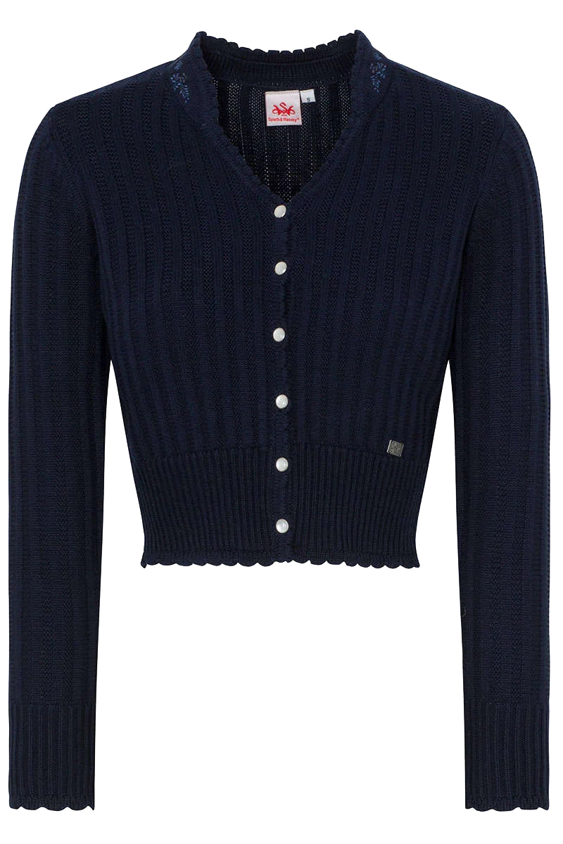 Dirndlstrickjacke mit besticktem Stehkragen