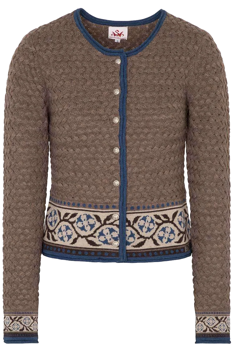 Damen Strickjacke mit gemustertem Bund