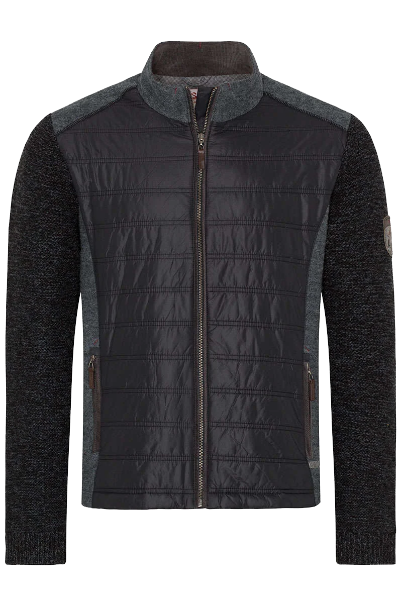 Steppjacke mit Walk und Strick anthrazit